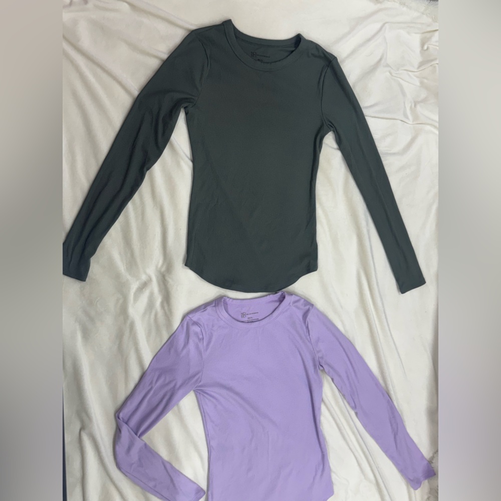 Women's Long Sleeve Tops - Purple and Green